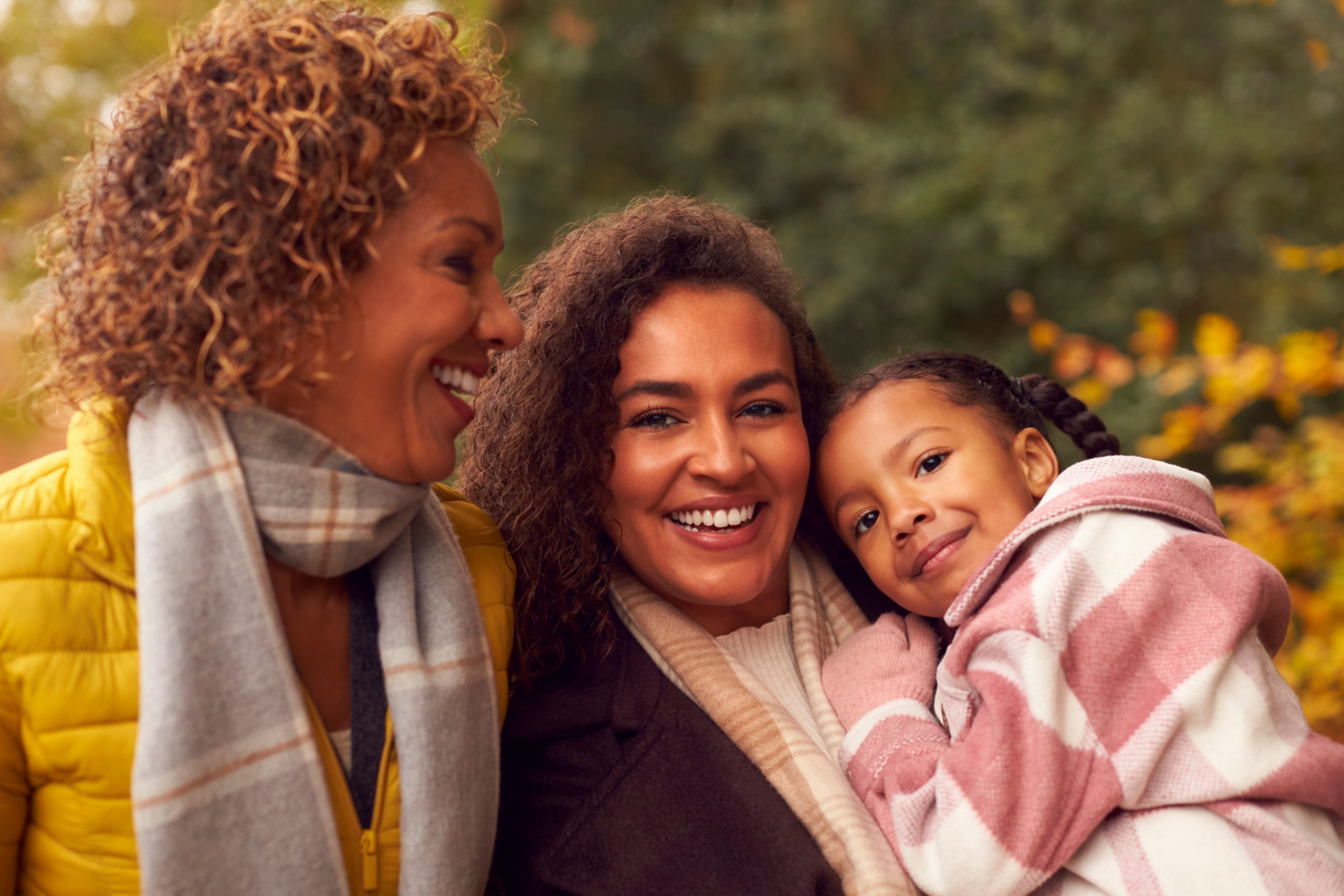 Portrait Of Multi-Generation Female Family On Walk Through Autumn Countryside Together